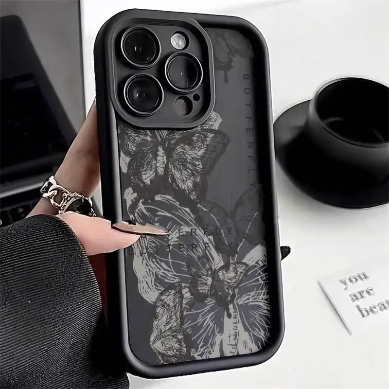 Art Oil Painting Butterfly Soft Phone Case for iPhone 15 14 Pro Max